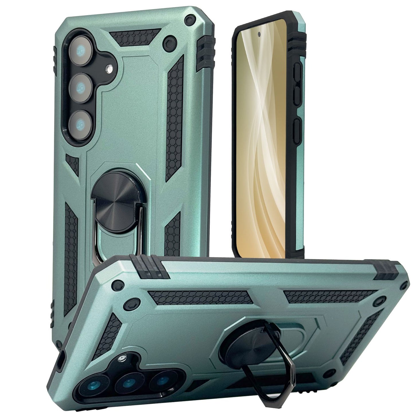 NALIA RingDefend Case for Samsung Galaxy S25 Plus, Shockproof Drop Protection Ring Case, 360° Rotating Ring for Stand and Finger Holder, Military-Style Armored Protective Case