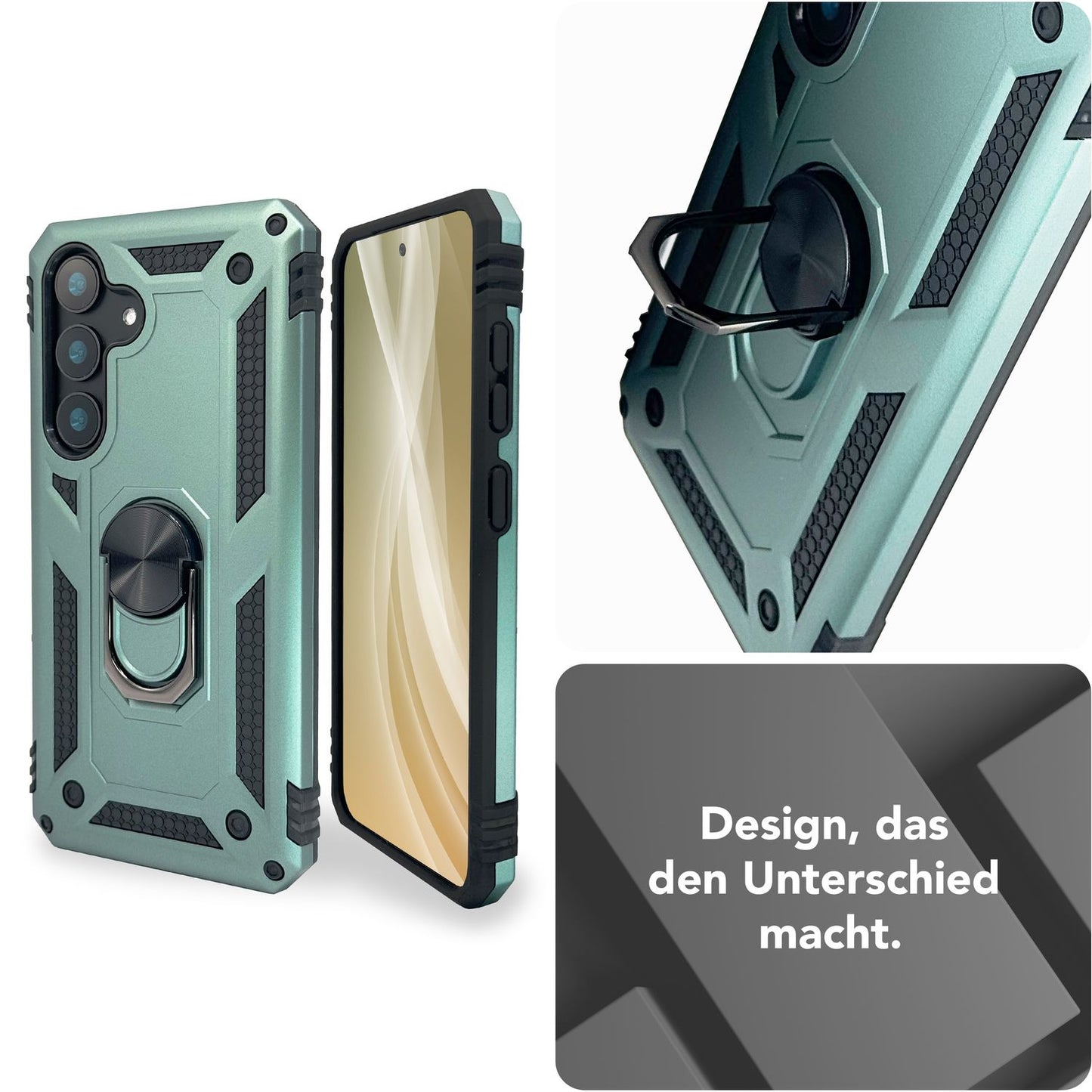 NALIA RingDefend Case for Samsung Galaxy S25 Plus, Shockproof Drop Protection Ring Case, 360° Rotating Ring for Stand and Finger Holder, Military-Style Armored Protective Case