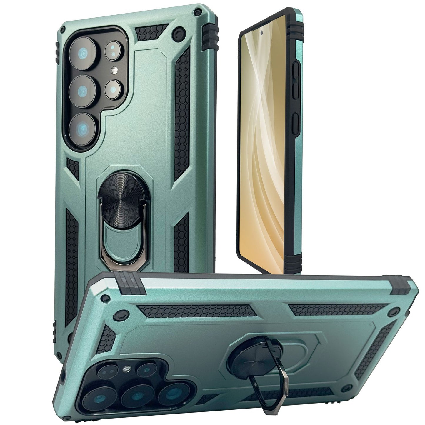 NALIA RingDefend hulstur fyrir Samsung Galaxy S25 Ultra, höggþolið hernaðarlegt hringhulstur, standhulstur með brynju, 360° snúningshringur fyrir stand og fingurfestingu