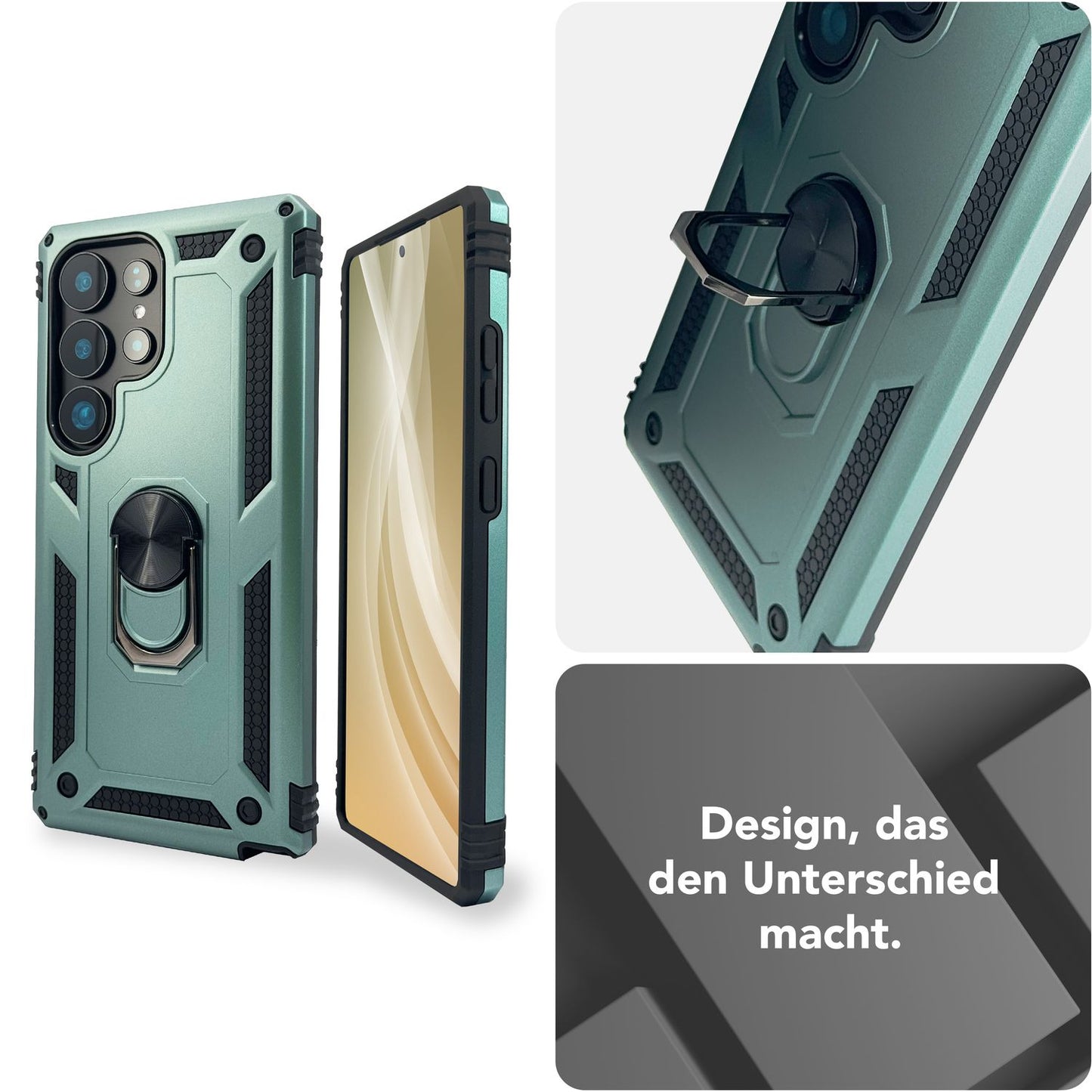 NALIA RingDefend hulstur fyrir Samsung Galaxy S25 Ultra, höggþolið hernaðarlegt hringhulstur, standhulstur með brynju, 360° snúningshringur fyrir stand og fingurfestingu