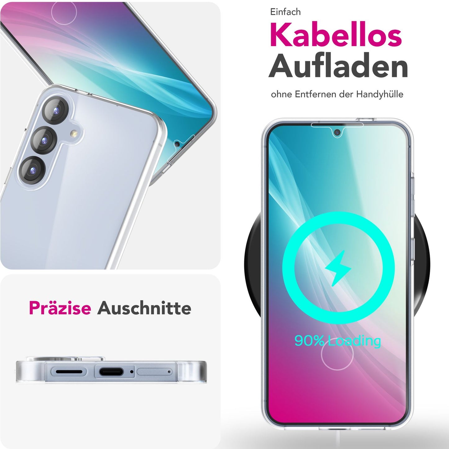 NALIA 360Guard hulstur fyrir Samsung Galaxy S25, kristaltært 360° verndarhulstur, gulnunarvörn, gegnsætt og fullverndandi símahulstur, sterkt tveggja hluta gegnsætt hulstur sem nær yfir allan líkamann.