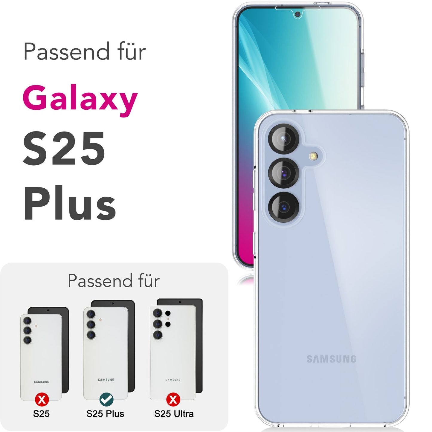 NALIA 360Guard Case for Samsung Galaxy S25 Plus, Transparent 360° Full-Body Protective Case, Anti-Yellowing Effect, Sturdy Back with Front Film, Double-Sided Full Protection Clear Case