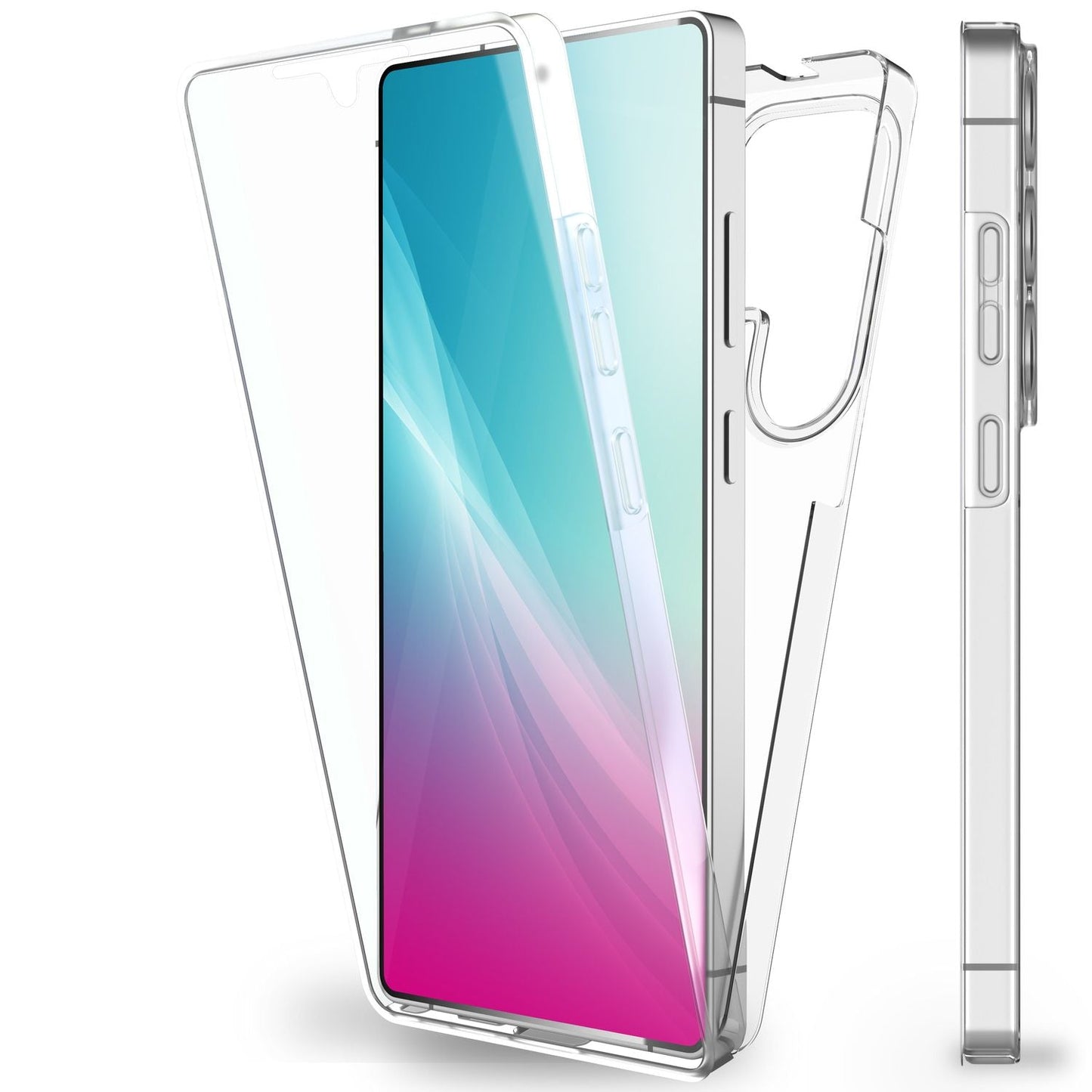 NALIA 360Guard Case for Samsung Galaxy S25 Ultra, Clear, Sturdy 360° Phone Case with Screen Protector, Anti-Yellowing Effect, Transparent Two-Piece Protective Case, Full Protection Cover