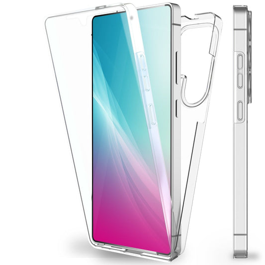 NALIA 360Guard Case for Samsung Galaxy S25 Ultra, Clear, Sturdy 360° Phone Case with Screen Protector, Anti-Yellowing Effect, Transparent Two-Piece Protective Case, Full Protection Cover