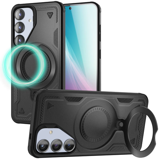 NALIA Stormguard for Samsung Galaxy S25 Case with MagSafe, Armor Drop Protection Ring Case, Shockproof Protective Case with 360° Rotating Ring for Stand and Magnetic Charging