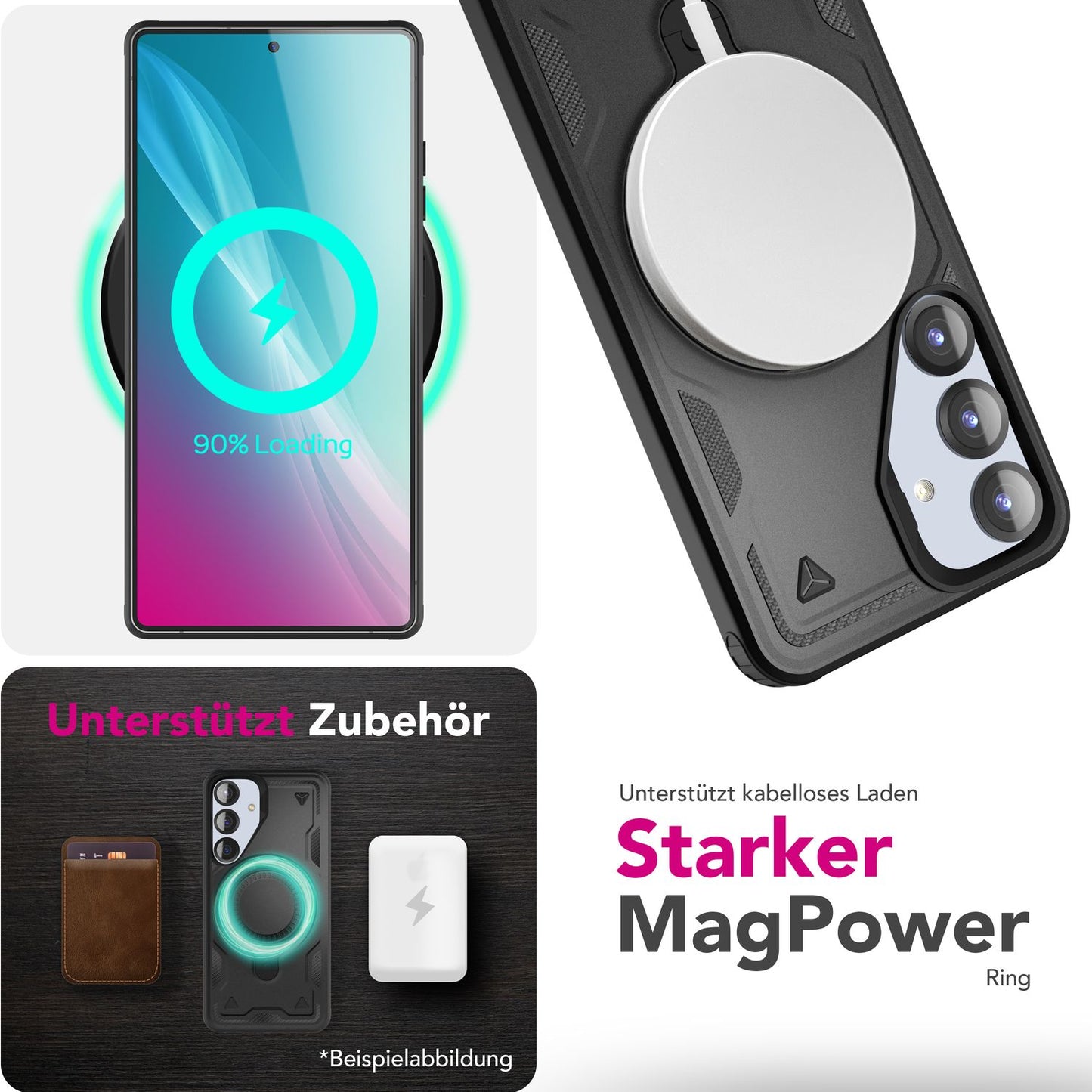 NALIA Stormguard for Samsung Galaxy S25 Case with MagSafe, Armor Drop Protection Ring Case, Shockproof Protective Case with 360° Rotating Ring for Stand and Magnetic Charging