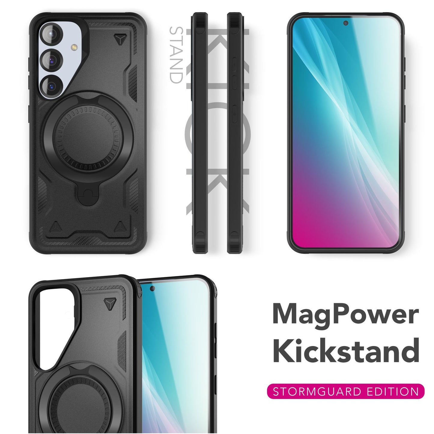 NALIA Stormguard for Samsung Galaxy S25 Case with MagSafe, Armor Drop Protection Ring Case, Shockproof Protective Case with 360° Rotating Ring for Stand and Magnetic Charging