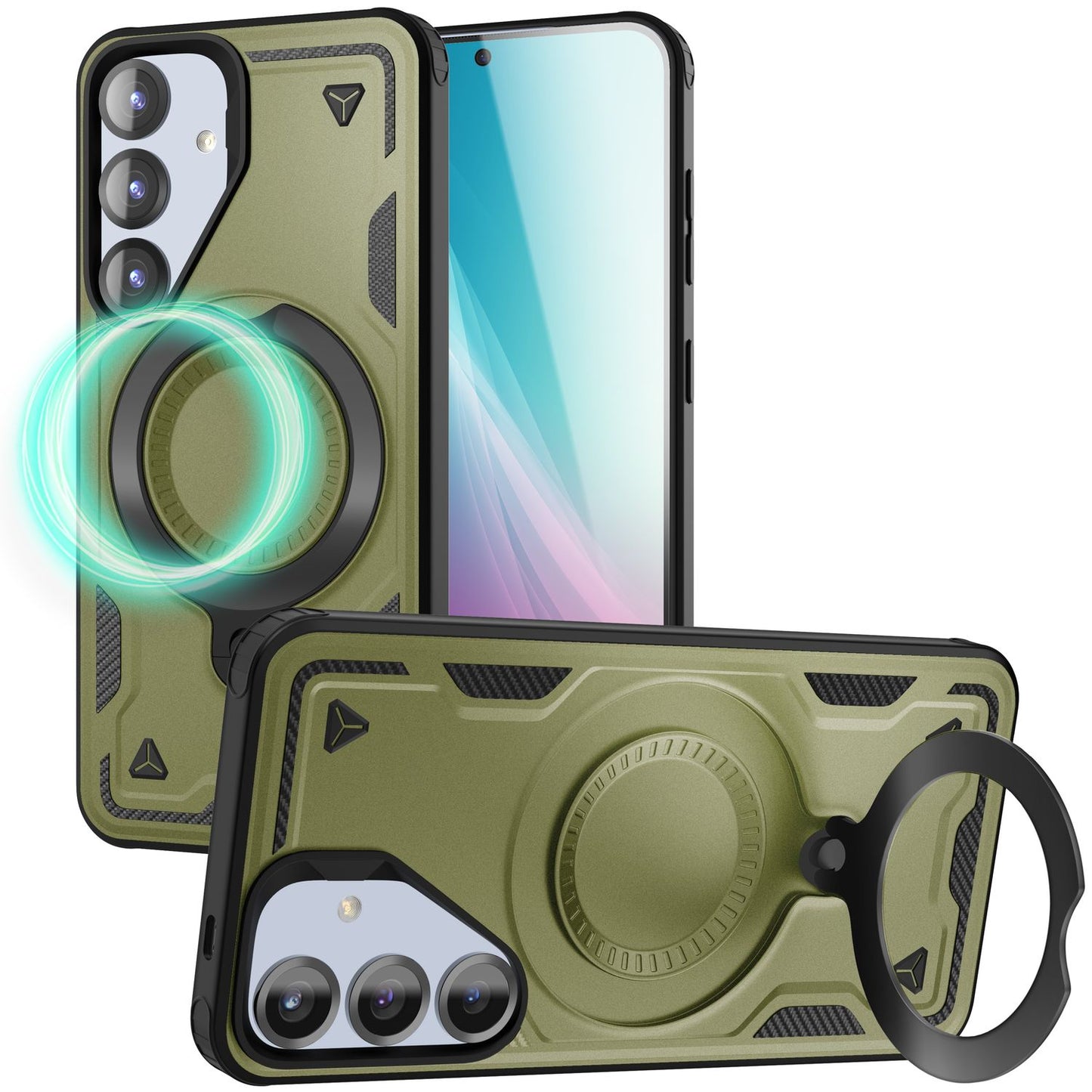 NALIA Stormguard for Samsung Galaxy S25 Case with MagSafe, Armor Drop Protection Ring Case, Shockproof Protective Case with 360° Rotating Ring for Stand and Magnetic Charging
