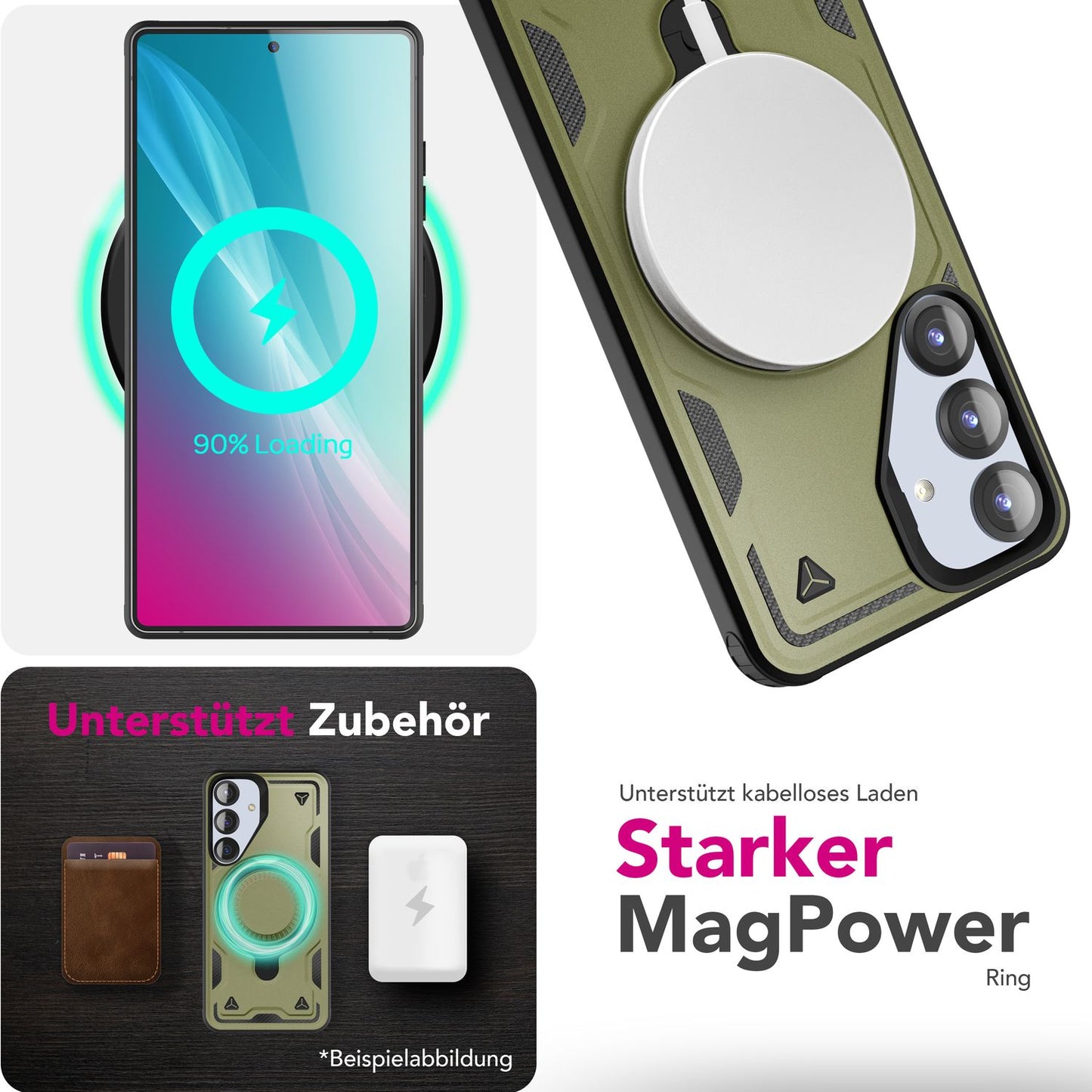 NALIA Stormguard for Samsung Galaxy S25 Case with MagSafe, Armor Drop Protection Ring Case, Shockproof Protective Case with 360° Rotating Ring for Stand and Magnetic Charging