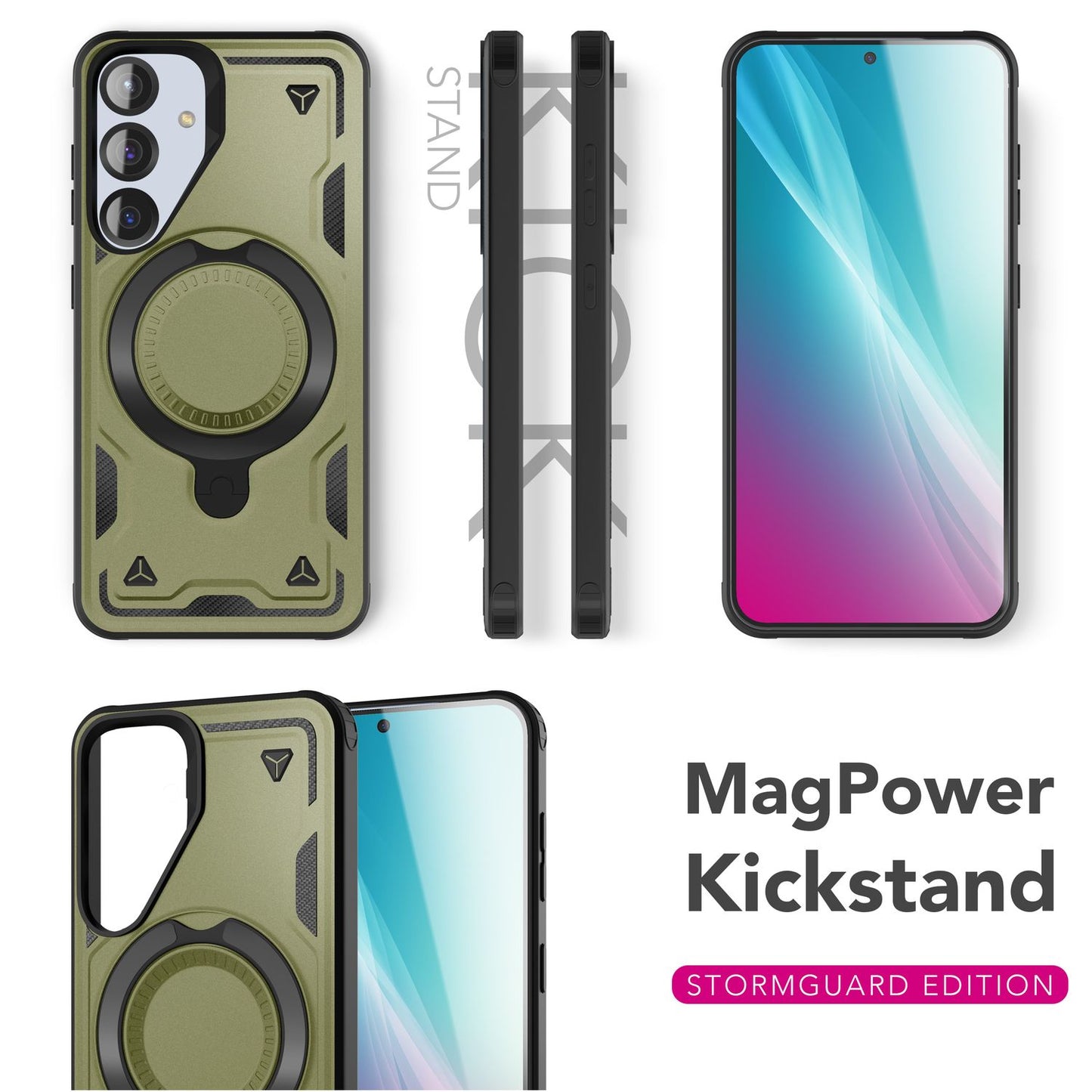 NALIA Stormguard for Samsung Galaxy S25 Case with MagSafe, Armor Drop Protection Ring Case, Shockproof Protective Case with 360° Rotating Ring for Stand and Magnetic Charging