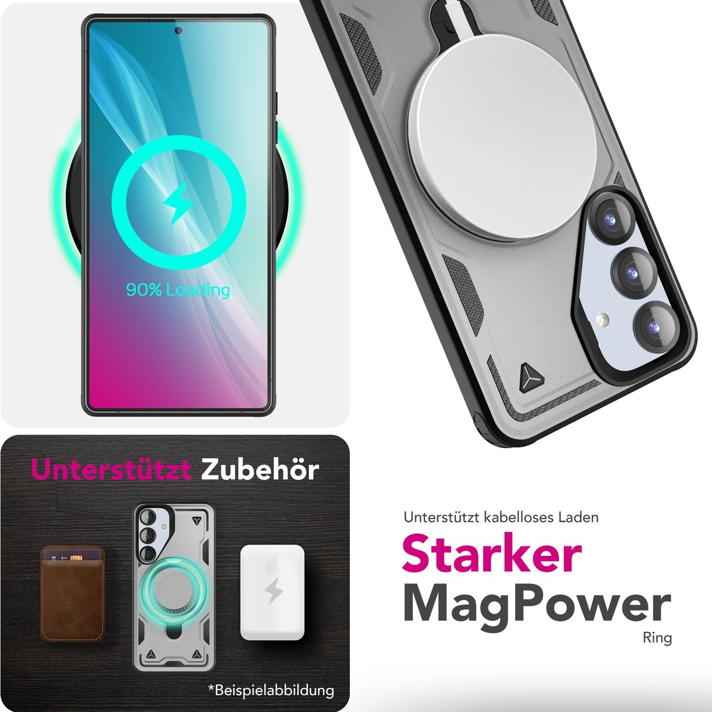 NALIA Stormguard for Samsung Galaxy S25 Case with MagSafe, Armor Drop Protection Ring Case, Shockproof Protective Case with 360° Rotating Ring for Stand and Magnetic Charging