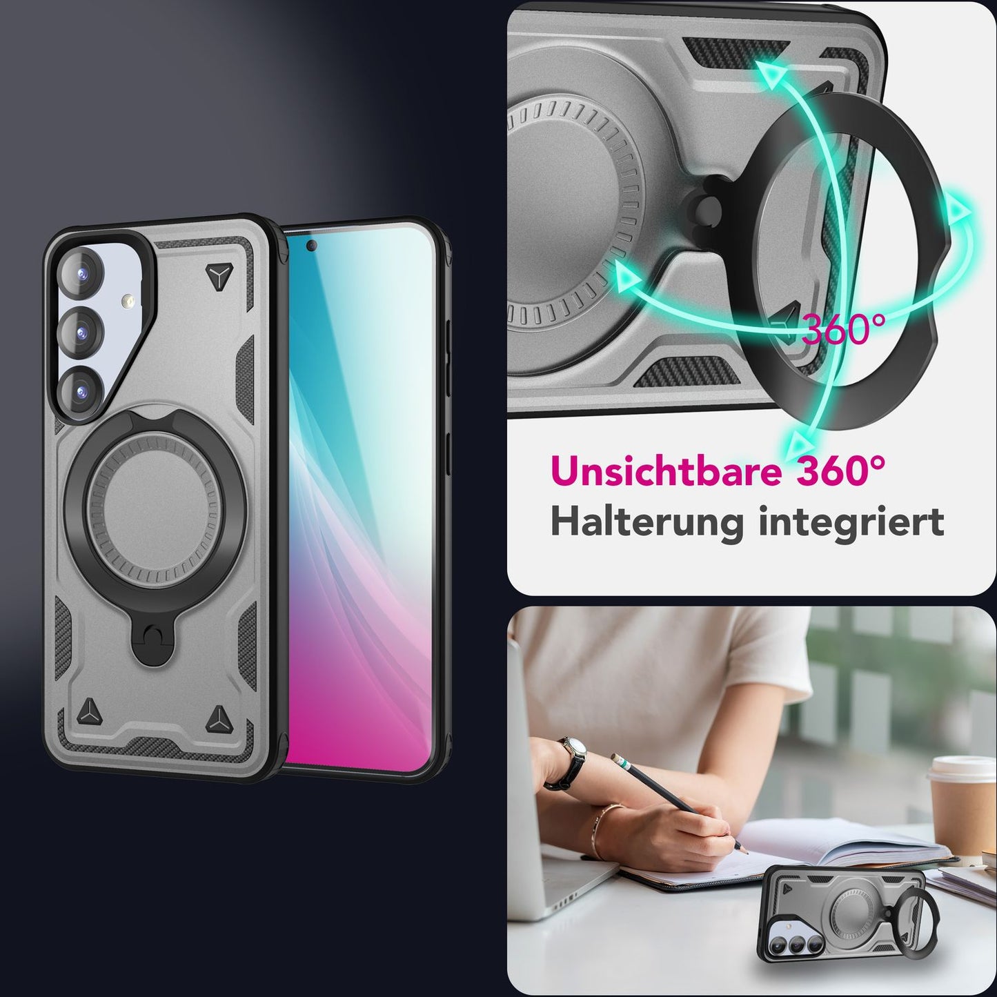 NALIA Stormguard for Samsung Galaxy S25 Case with MagSafe, Armor Drop Protection Ring Case, Shockproof Protective Case with 360° Rotating Ring for Stand and Magnetic Charging