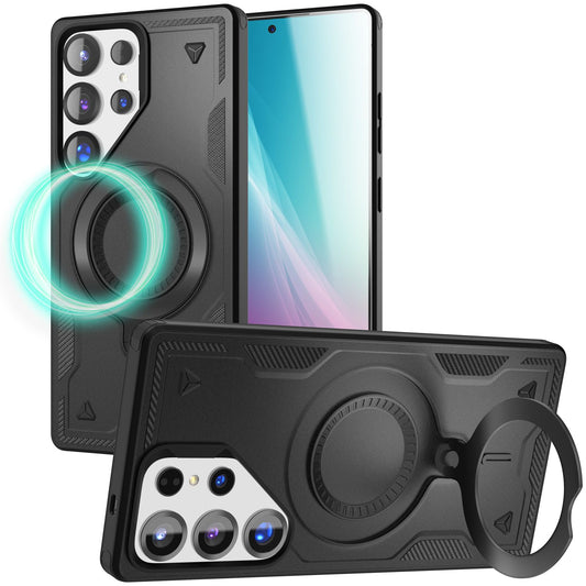 NALIA Stormguard hulstur fyrir Samsung Galaxy S25 Ultra með MagSafe, Armor Military Ring hulstri, höggheldur og fallheldur símahulstur með 360° snúningshring fyrir standvirkni