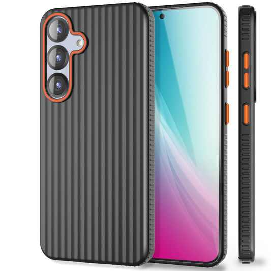 NALIA Nova hulstur fyrir Samsung Galaxy S25, úrþunnt hart hlífðarhulstur með bylgjuáferð í málmútliti, símahulstur sem er rennandi og fingrafaravörn.