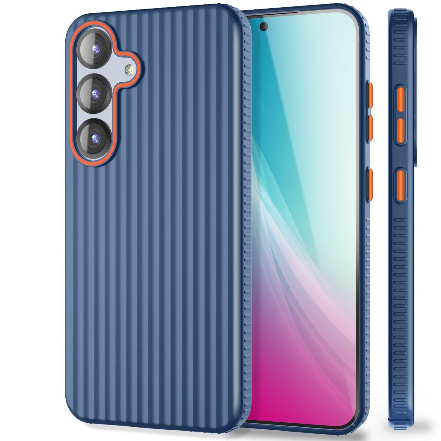 NALIA Nova hulstur fyrir Samsung Galaxy S25, úrþunnt hart hlífðarhulstur með bylgjuáferð í málmútliti, símahulstur sem er rennandi og fingrafaravörn.