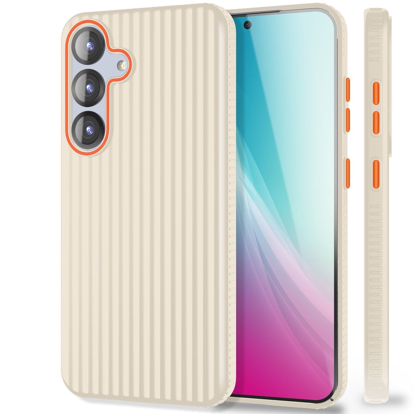 NALIA Nova hulstur fyrir Samsung Galaxy S25, úrþunnt hart hlífðarhulstur með bylgjuáferð í málmútliti, símahulstur sem er rennandi og fingrafaravörn.