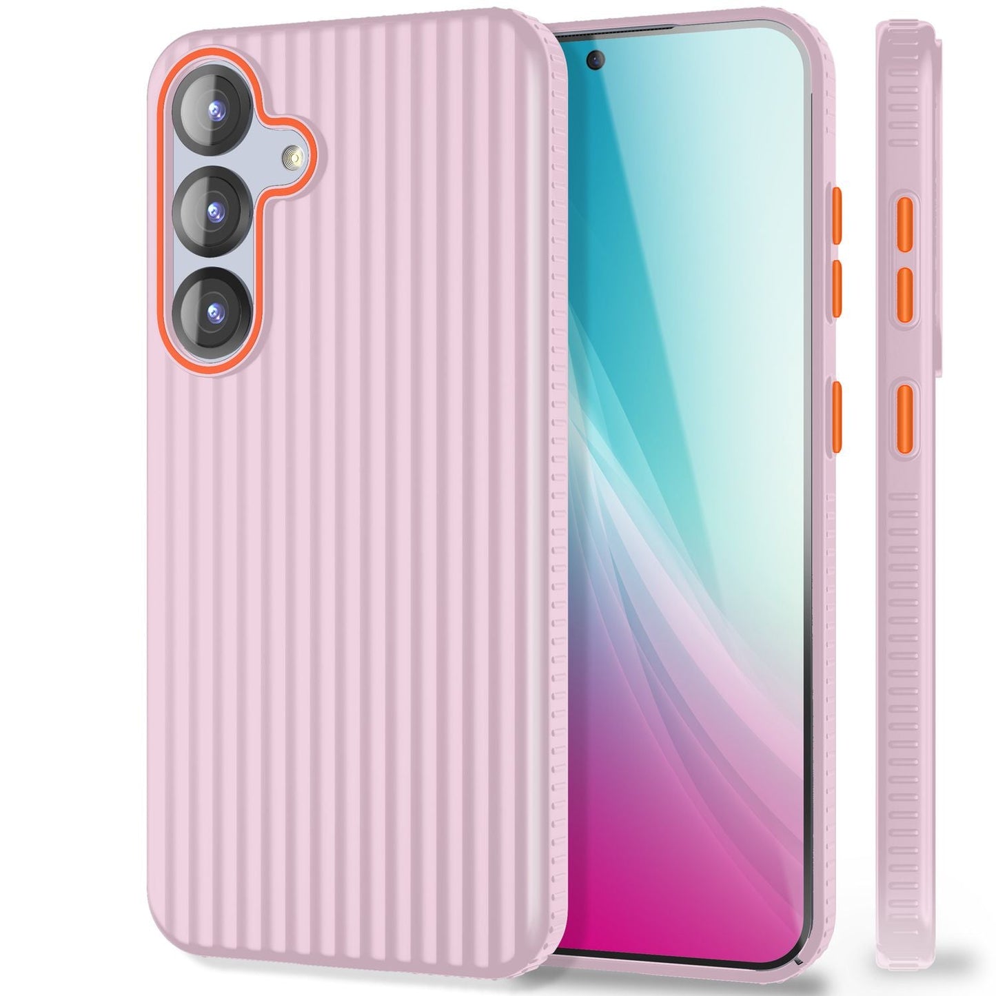 NALIA Nova hulstur fyrir Samsung Galaxy S25, úrþunnt hart hlífðarhulstur með bylgjuáferð í málmútliti, símahulstur sem er rennandi og fingrafaravörn.