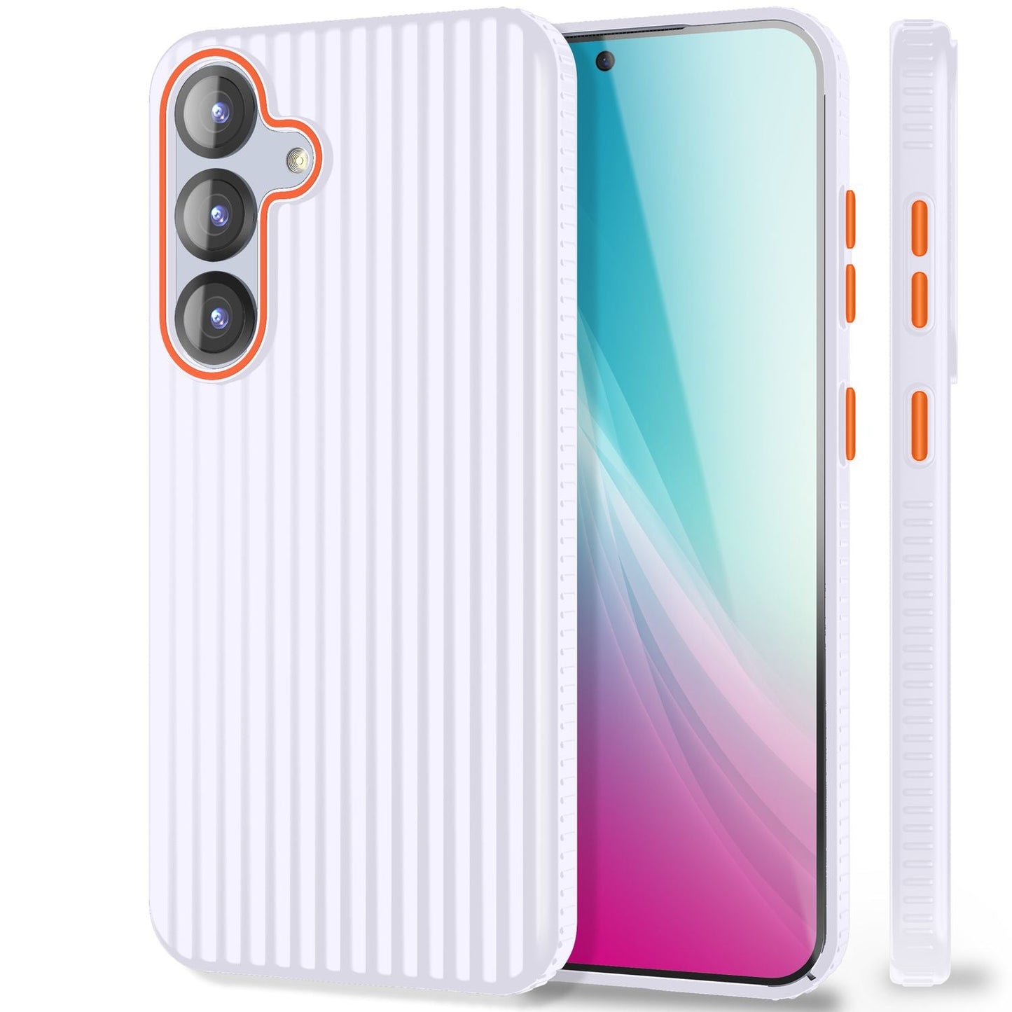 NALIA Nova hulstur fyrir Samsung Galaxy S25, úrþunnt hart hlífðarhulstur með bylgjuáferð í málmútliti, símahulstur sem er rennandi og fingrafaravörn.