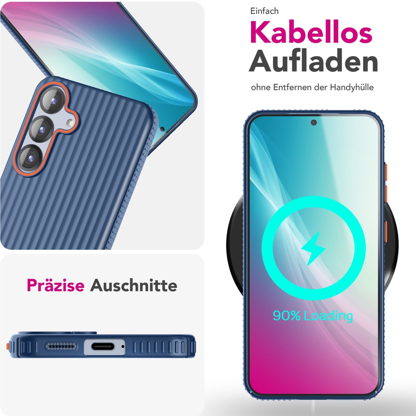 NALIA Nova hulstur fyrir Samsung Galaxy S25, úrþunnt hart hlífðarhulstur með bylgjuáferð í málmútliti, símahulstur sem er rennandi og fingrafaravörn.