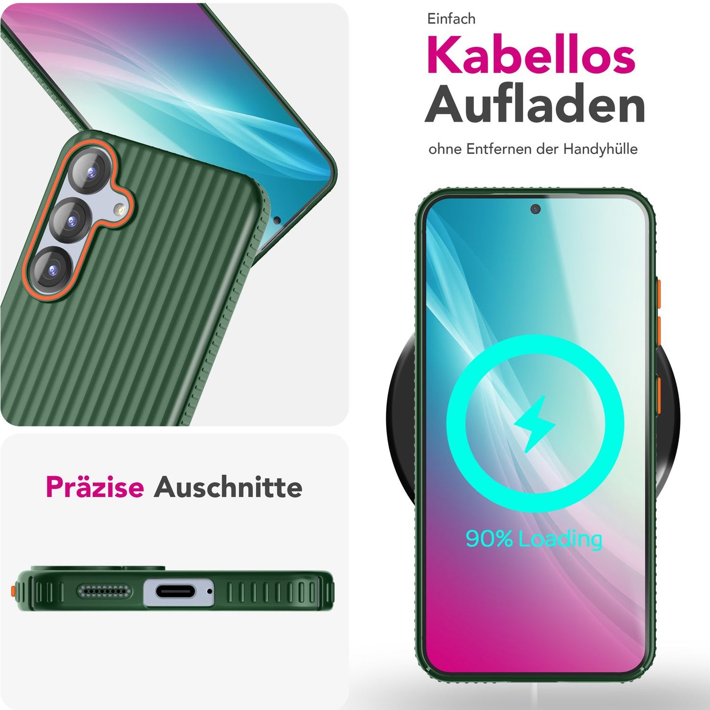 NALIA Nova hulstur fyrir Samsung Galaxy S25, úrþunnt hart hlífðarhulstur með bylgjuáferð í málmútliti, símahulstur sem er rennandi og fingrafaravörn.