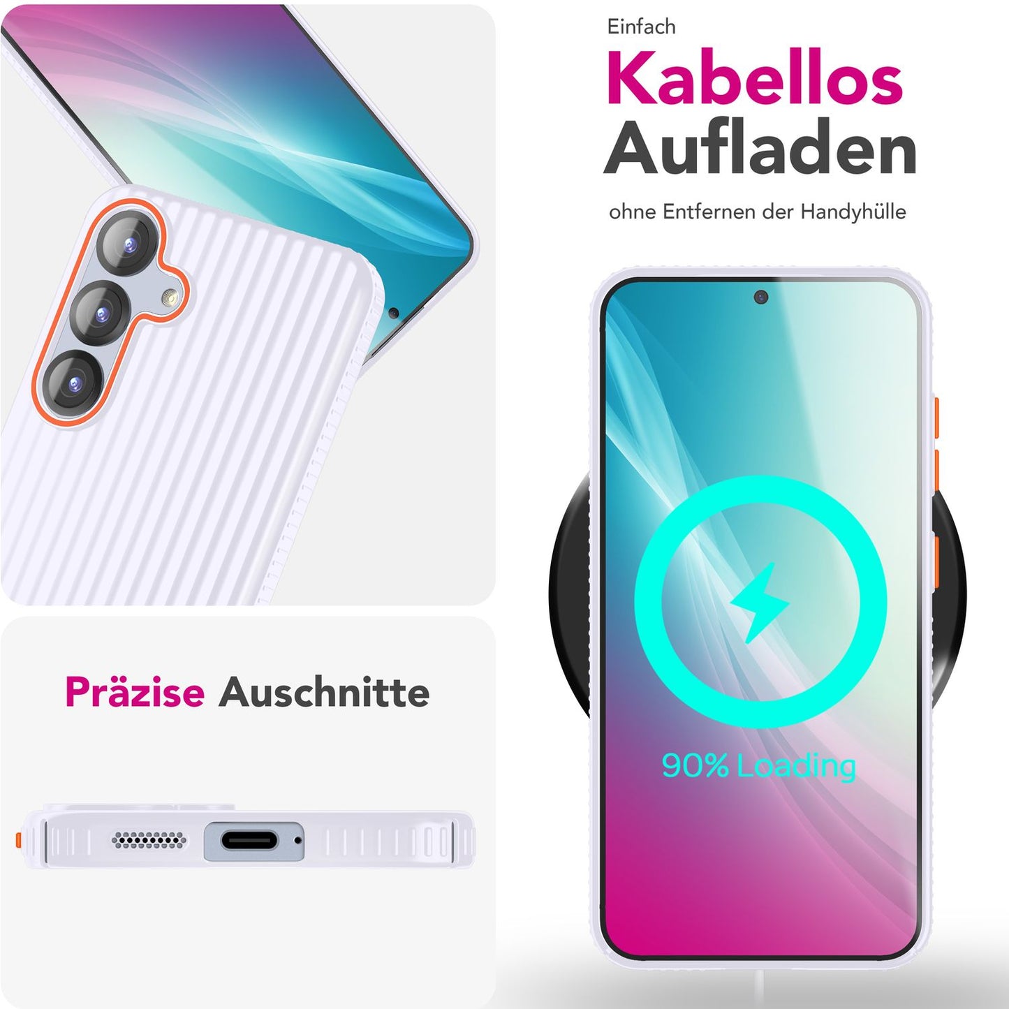 NALIA Nova hulstur fyrir Samsung Galaxy S25, úrþunnt hart hlífðarhulstur með bylgjuáferð í málmútliti, símahulstur sem er rennandi og fingrafaravörn.