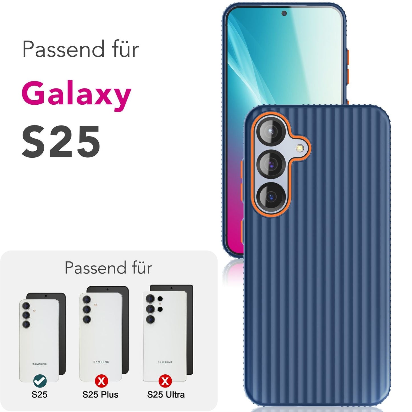 NALIA Nova hulstur fyrir Samsung Galaxy S25, úrþunnt hart hlífðarhulstur með bylgjuáferð í málmútliti, símahulstur sem er rennandi og fingrafaravörn.