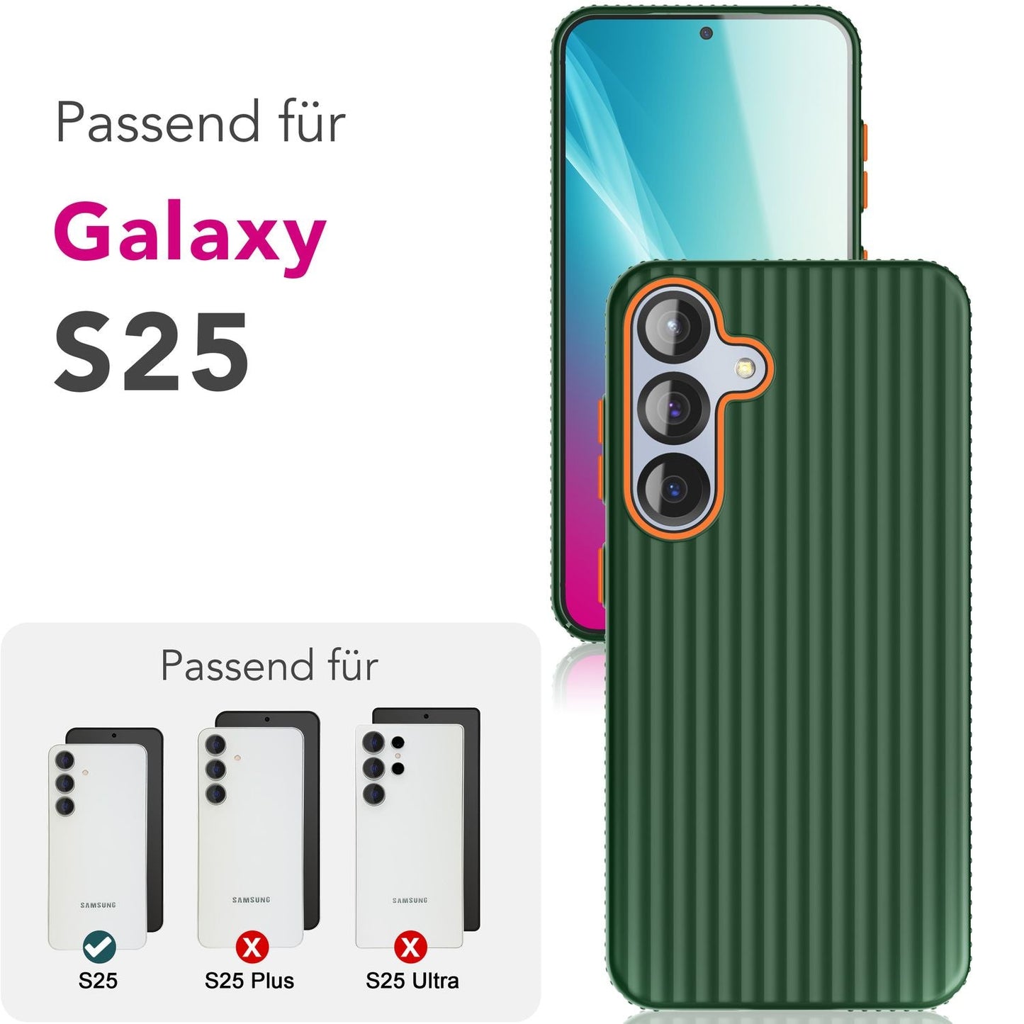 NALIA Nova hulstur fyrir Samsung Galaxy S25, úrþunnt hart hlífðarhulstur með bylgjuáferð í málmútliti, símahulstur sem er rennandi og fingrafaravörn.
