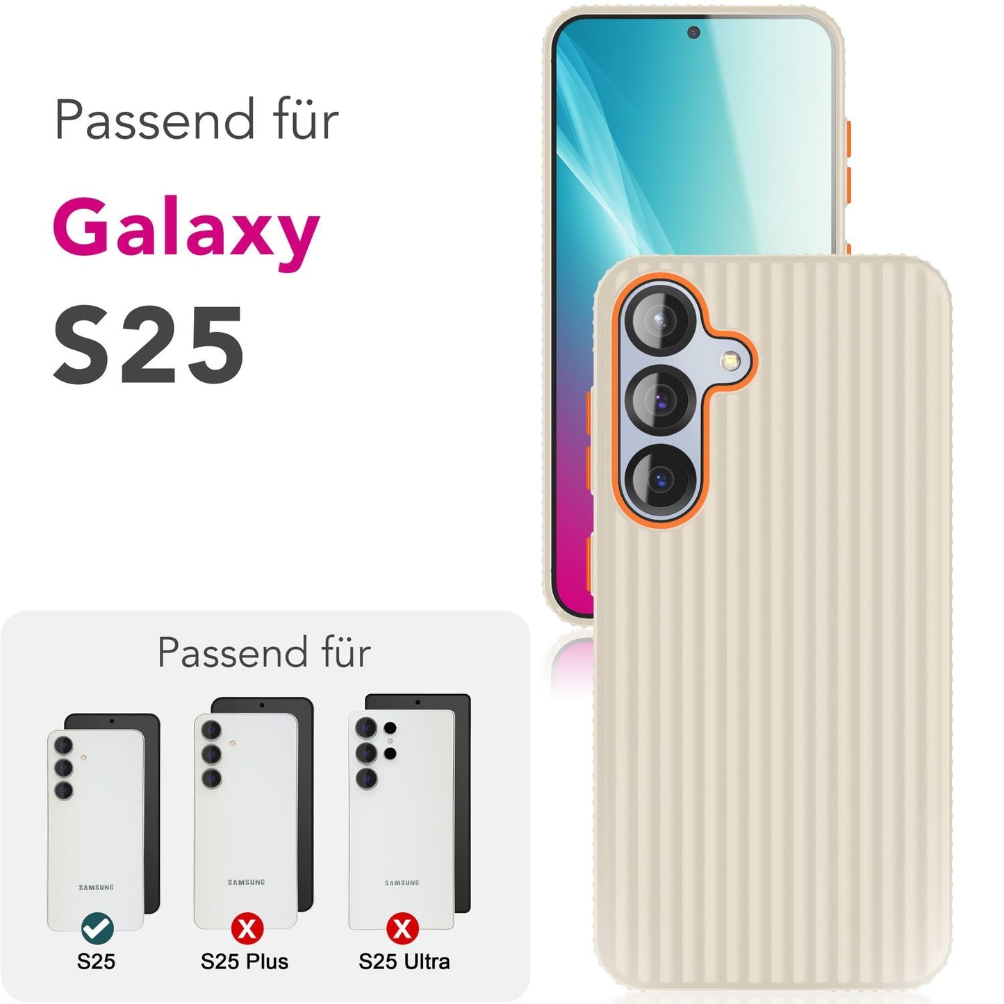 NALIA Nova hulstur fyrir Samsung Galaxy S25, úrþunnt hart hlífðarhulstur með bylgjuáferð í málmútliti, símahulstur sem er rennandi og fingrafaravörn.