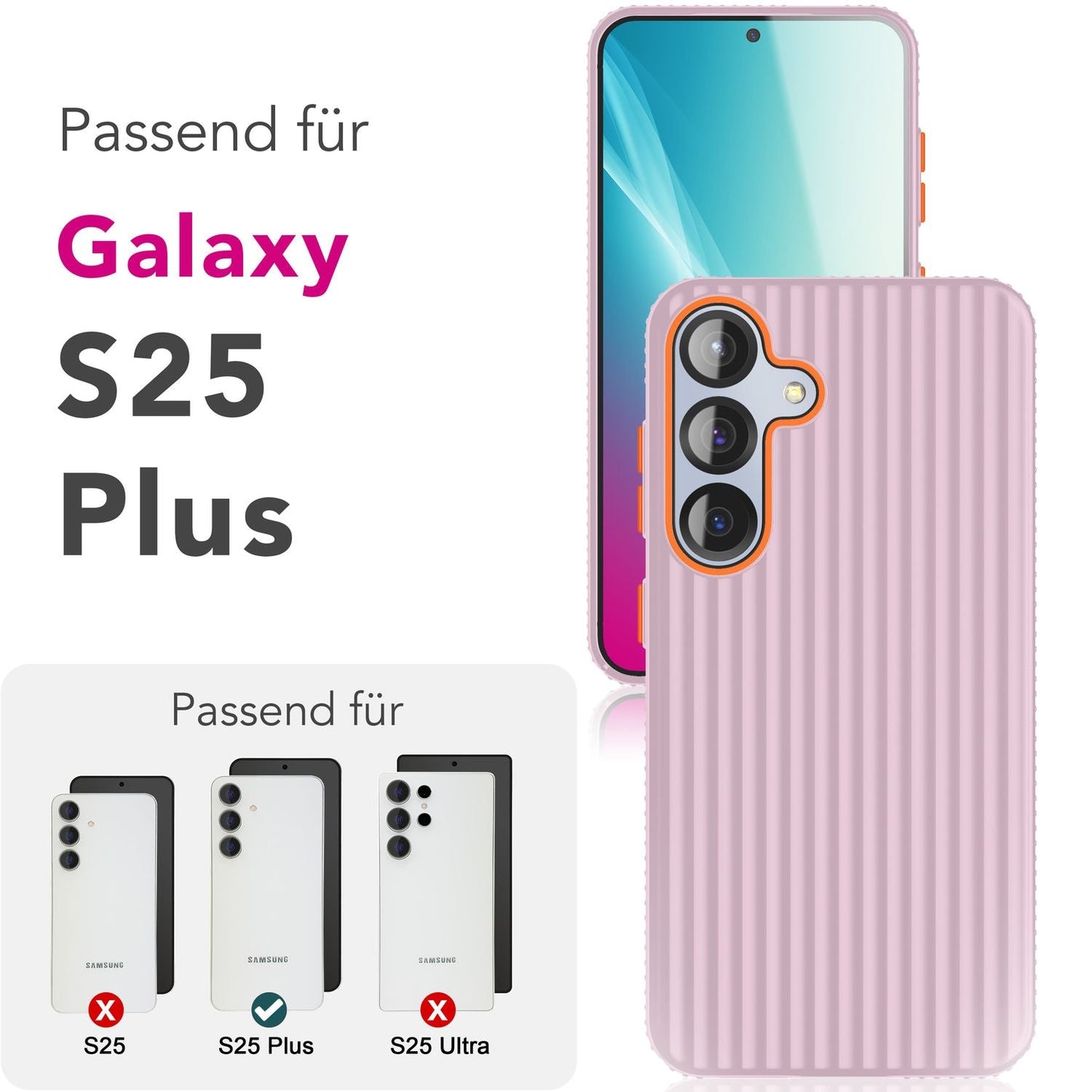 NALIA Nova hulstur fyrir Samsung Galaxy S25, úrþunnt hart hlífðarhulstur með bylgjuáferð í málmútliti, símahulstur sem er rennandi og fingrafaravörn.