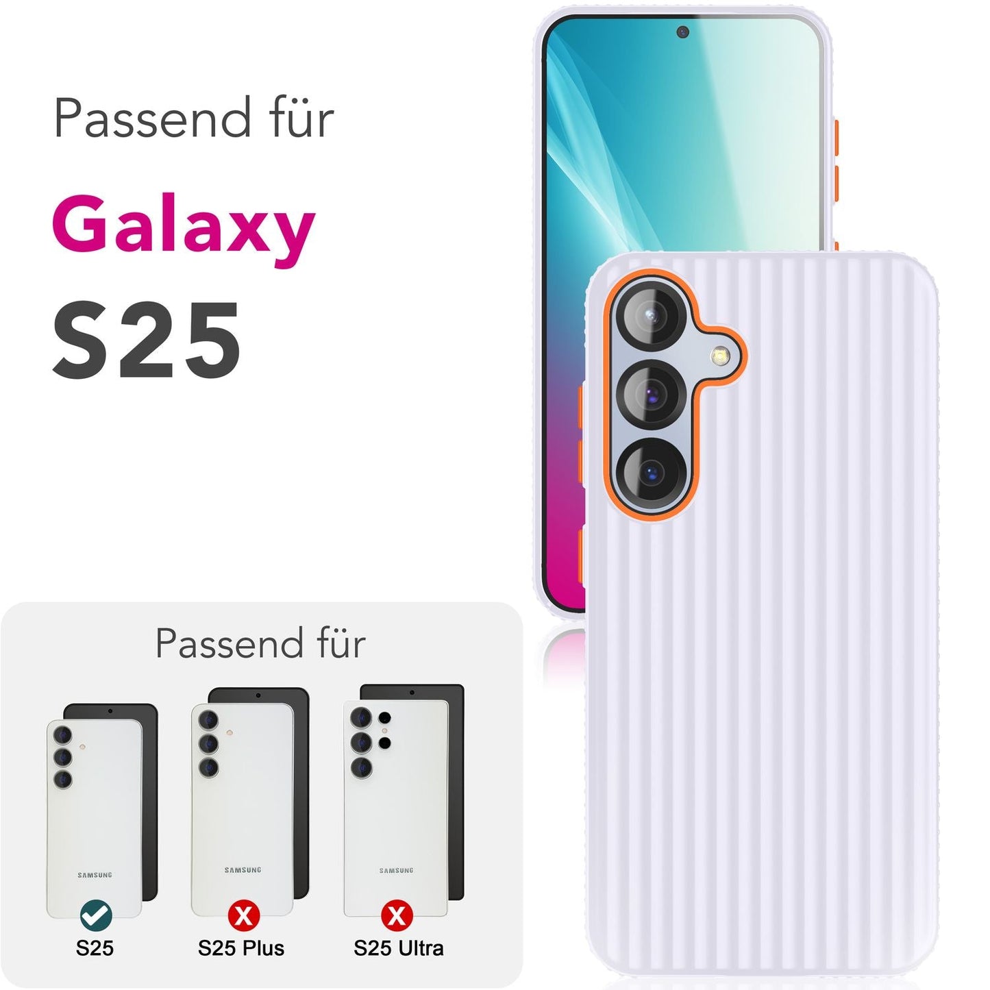 NALIA Nova hulstur fyrir Samsung Galaxy S25, úrþunnt hart hlífðarhulstur með bylgjuáferð í málmútliti, símahulstur sem er rennandi og fingrafaravörn.