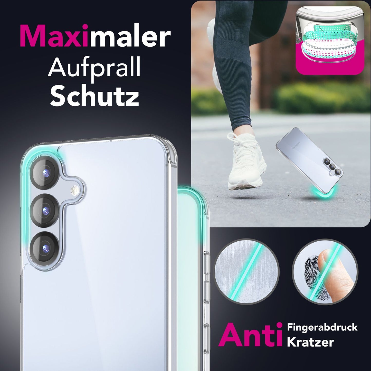 NALIA Blyss Case for Samsung Galaxy S25, Crystal Clear Protective Case with Scratch-Resistant Hard Back and Anti-Shock Silicone Frame, Transparent Phone Case with Anti-Yellowing Effect