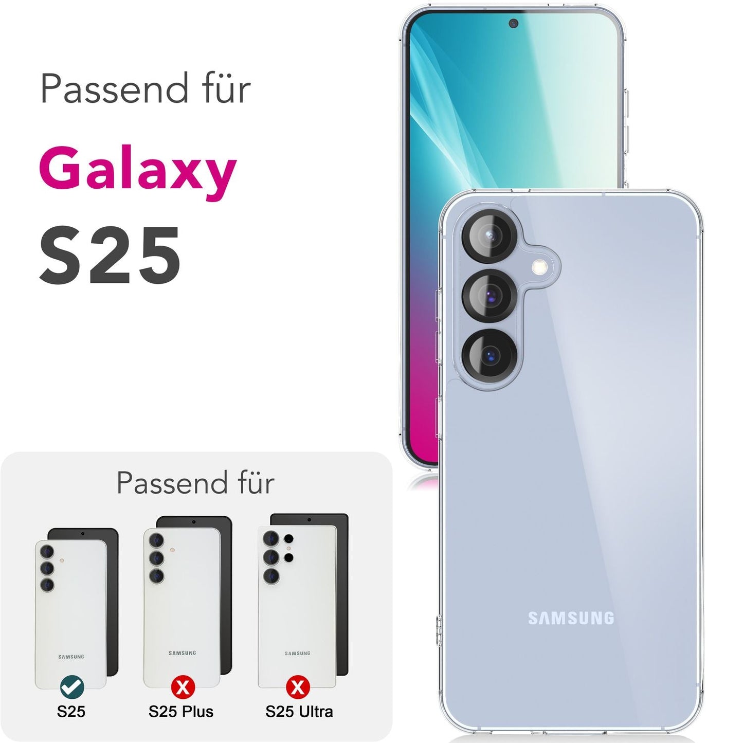 NALIA Blyss Case for Samsung Galaxy S25, Crystal Clear Protective Case with Scratch-Resistant Hard Back and Anti-Shock Silicone Frame, Transparent Phone Case with Anti-Yellowing Effect