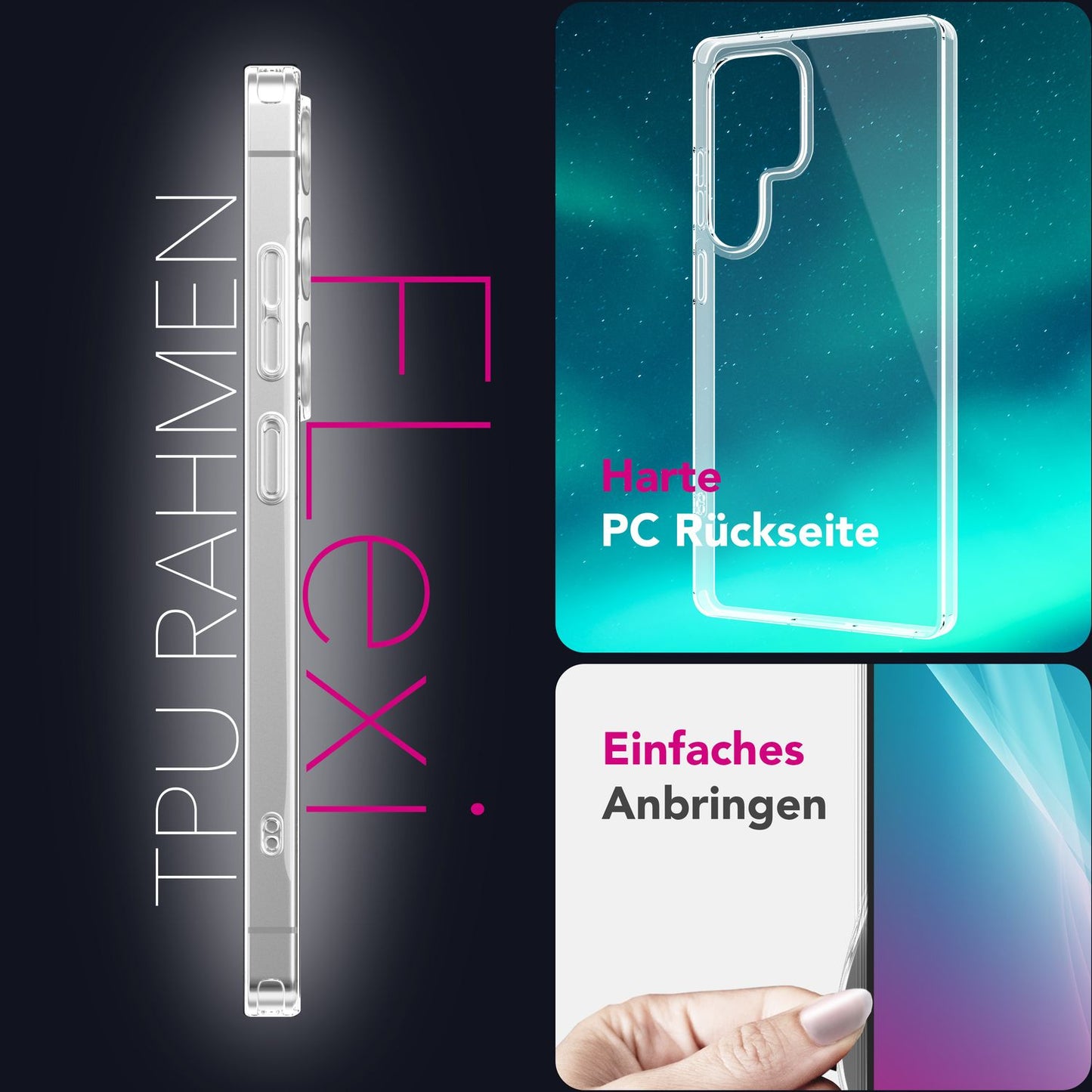 NALIA Blyss Case for Samsung Galaxy S25 Ultra, Highly Transparent Scratch-Resistant Phone Case, Hard Robust Back and Anti-Shock Silicone Frame, Clear Protective Case, Anti-Yellowing Effect