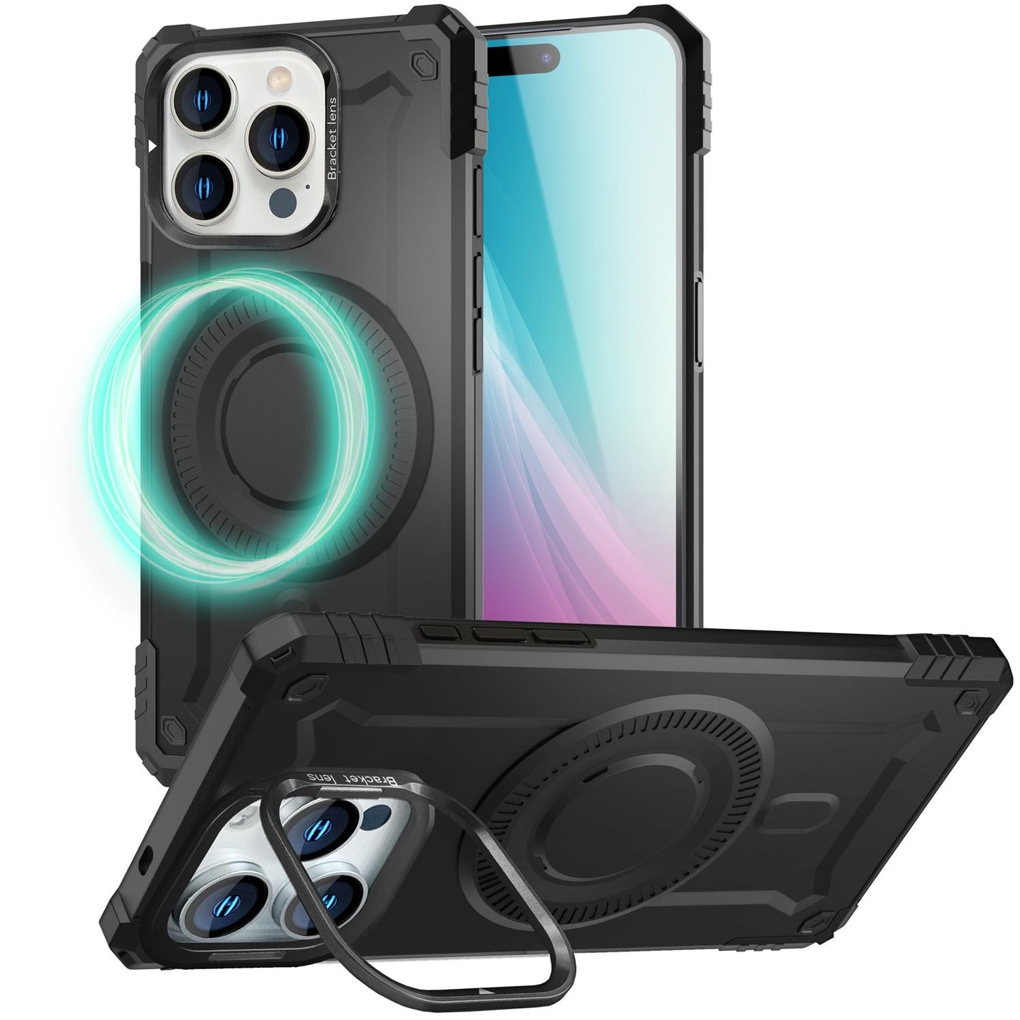 NALIA Granite Case for iPhone 16 Pro Max [for MagSafe], Ultra Robust Armored Protection, Strong Magnetic Ring, Shockproof &amp; Shatterproof, Camera Stand, Armor Case