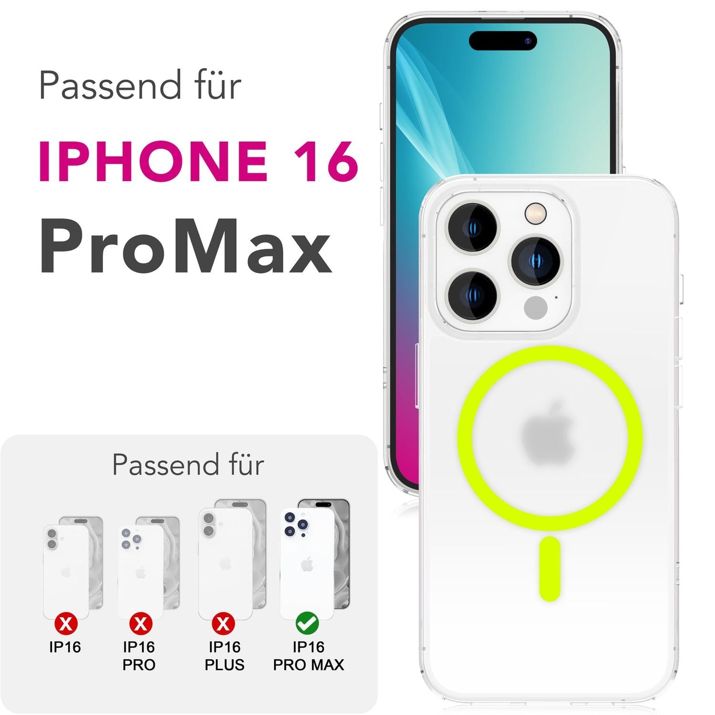 NALIA Thinix Case for iPhone 16 Pro Max [for MagSafe], Glow in the Dark Magnetic Ring, Luminous, Ultra-Light 0.3mm Thin, Semi-Transparent Milky, Matte Frosted Design, Non-Slip