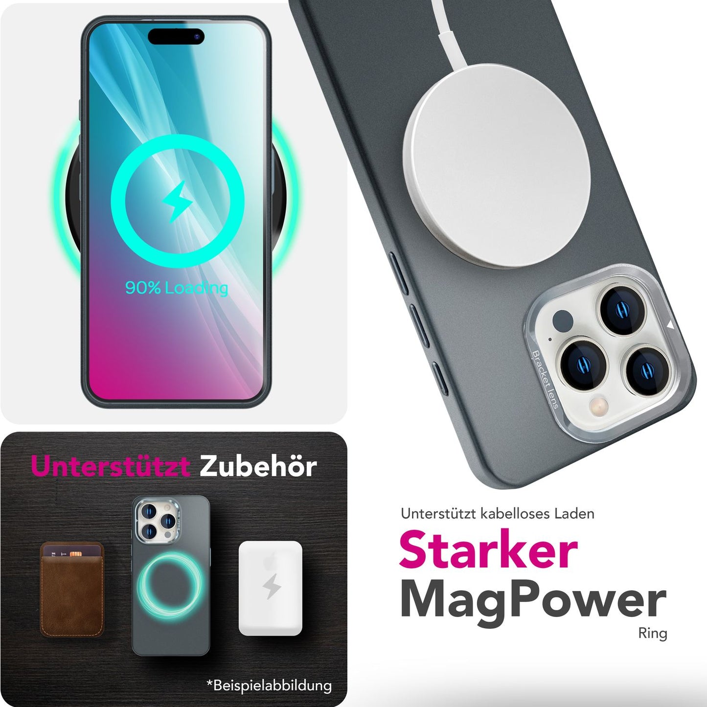 NALIA Overland hulstur fyrir iPhone 16 Pro [fyrir MagSafe], ofurþunnt hart hulstur, ósýnilegur segulhringur, myndavélarstandur, matt áferð, létt og þunnt, verndarhulstur