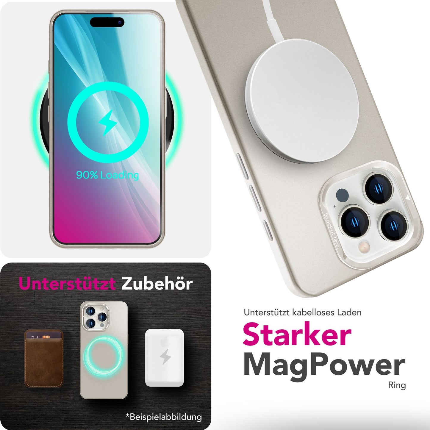 NALIA Overland hulstur fyrir iPhone 16 Pro [fyrir MagSafe], ofurþunnt hart hulstur, ósýnilegur segulhringur, myndavélarstandur, matt áferð, létt og þunnt, verndarhulstur