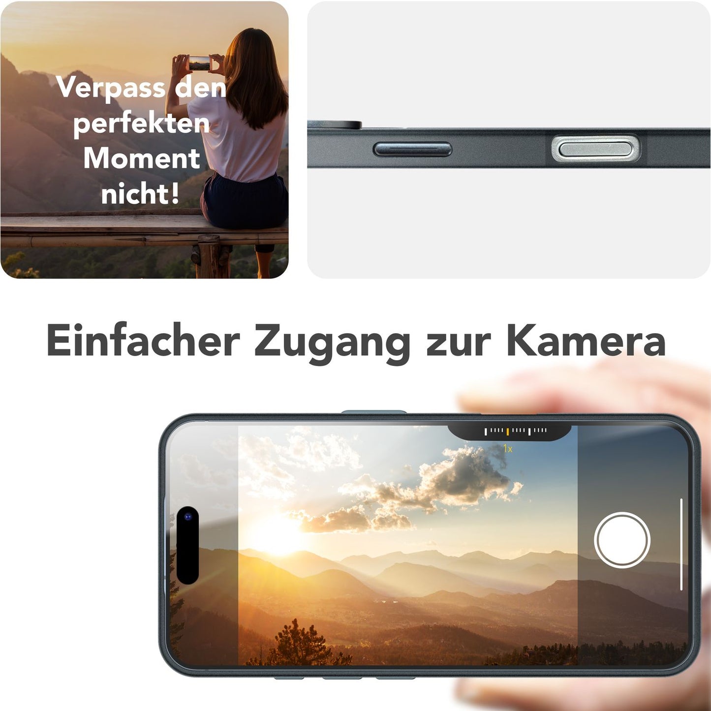 NALIA Overland hulstur fyrir iPhone 16 Pro [fyrir MagSafe], ofurþunnt hart hulstur, ósýnilegur segulhringur, myndavélarstandur, matt áferð, létt og þunnt, verndarhulstur