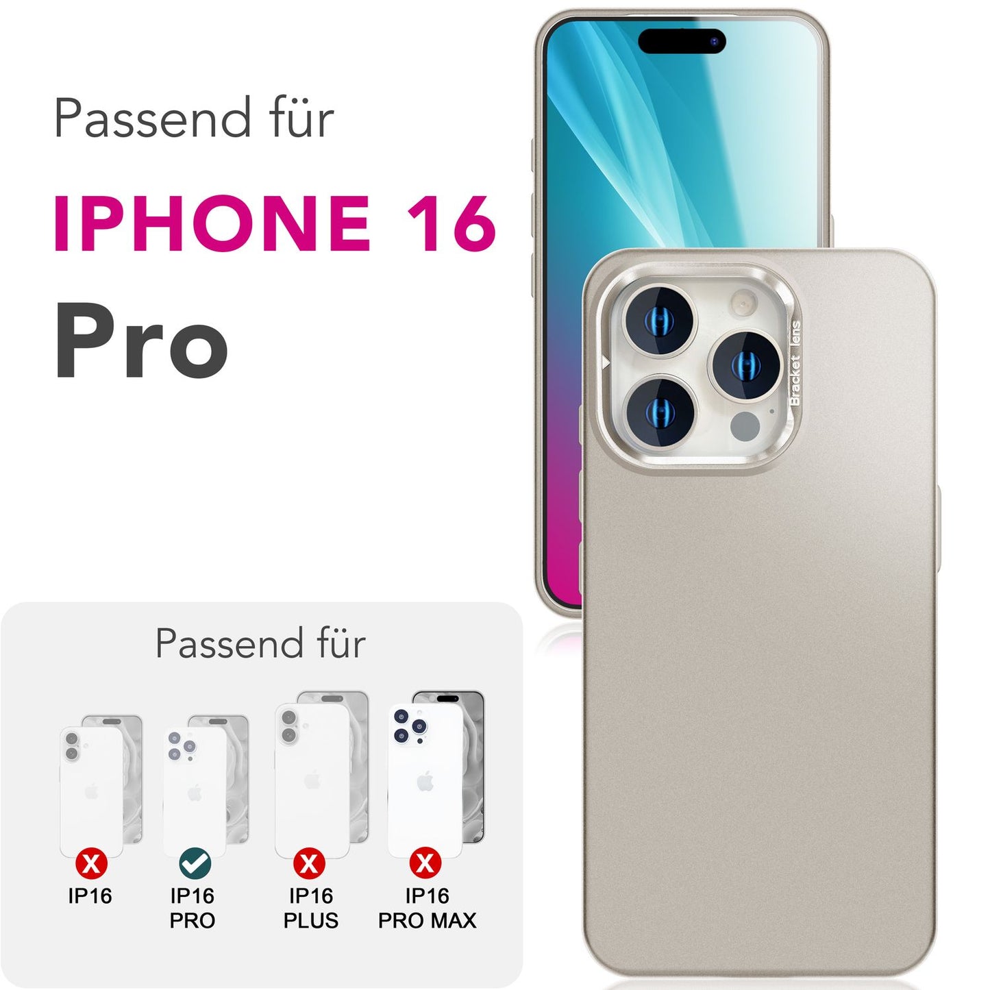 NALIA Overland hulstur fyrir iPhone 16 Pro [fyrir MagSafe], ofurþunnt hart hulstur, ósýnilegur segulhringur, myndavélarstandur, matt áferð, létt og þunnt, verndarhulstur