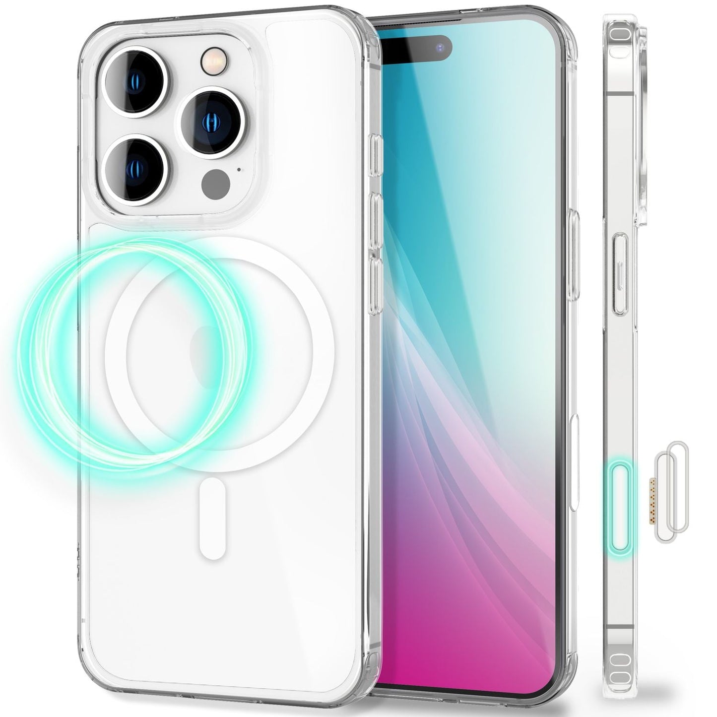 NALIA Strive Case for iPhone 16 Pro Max [for MagSafe], Sensor Cover for Action Button, Magnetic Ring, Highly Transparent Clear Design, Shockproof &amp; Scratch Resistant, Robust &amp; Non-Slip