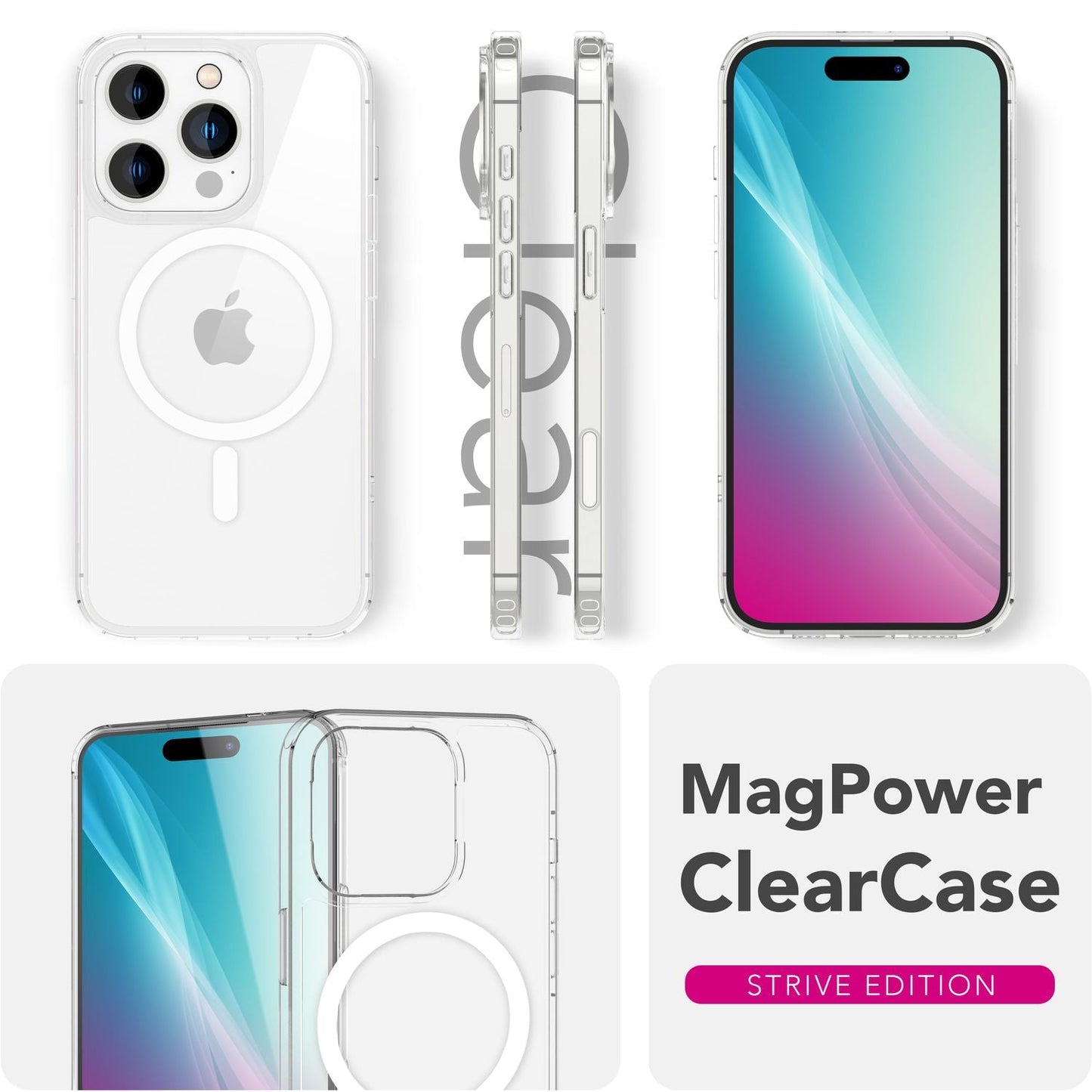 NALIA Strive Case for iPhone 16 Pro Max [for MagSafe], Sensor Cover for Action Button, Magnetic Ring, Highly Transparent Clear Design, Shockproof &amp; Scratch Resistant, Robust &amp; Non-Slip
