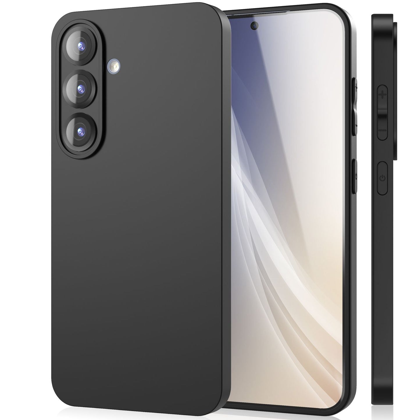 NALIA Strider Case for Samsung Galaxy S25, Black Silicone Case, Matte Slim Protective Case, Durable Thin Phone Case with Raised Camera and Button Protection