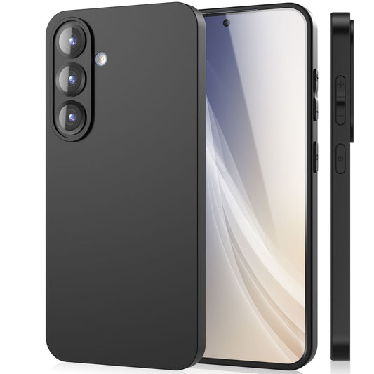 NALIA Strider Case for Samsung Galaxy S25, Black Silicone Case, Matte Slim Protective Case, Durable Thin Phone Case with Raised Camera and Button Protection