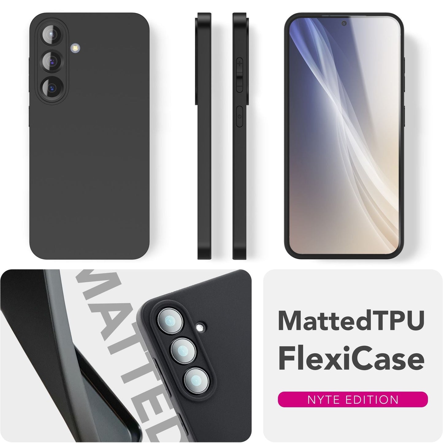 NALIA Strider Case for Samsung Galaxy S25 Plus, Black Silicone Case, Slim Matte Phone Case with Raised Camera and Button Protection, Flexible and Robust Protective Case