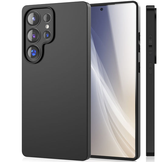 NALIA Strider Case for Samsung Galaxy S25 Ultra, Black Silicone Case, Slim Matte Phone Case with Raised Camera and Button Protection, Flexible Grippy Protective Case