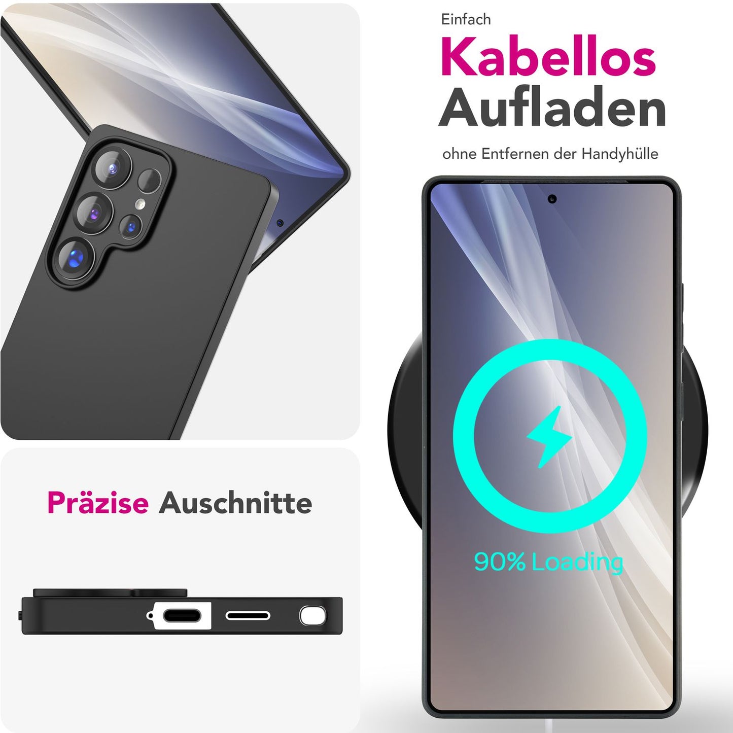 NALIA Strider Case for Samsung Galaxy S25 Ultra, Black Silicone Case, Slim Matte Phone Case with Raised Camera and Button Protection, Flexible Grippy Protective Case