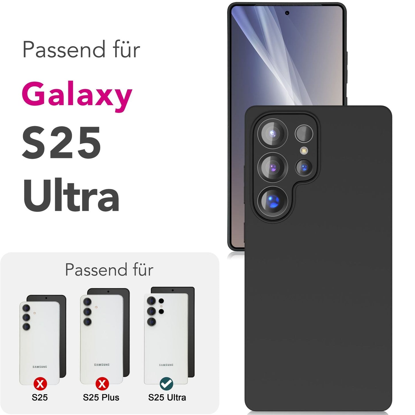 NALIA Strider Case for Samsung Galaxy S25 Ultra, Black Silicone Case, Slim Matte Phone Case with Raised Camera and Button Protection, Flexible Grippy Protective Case