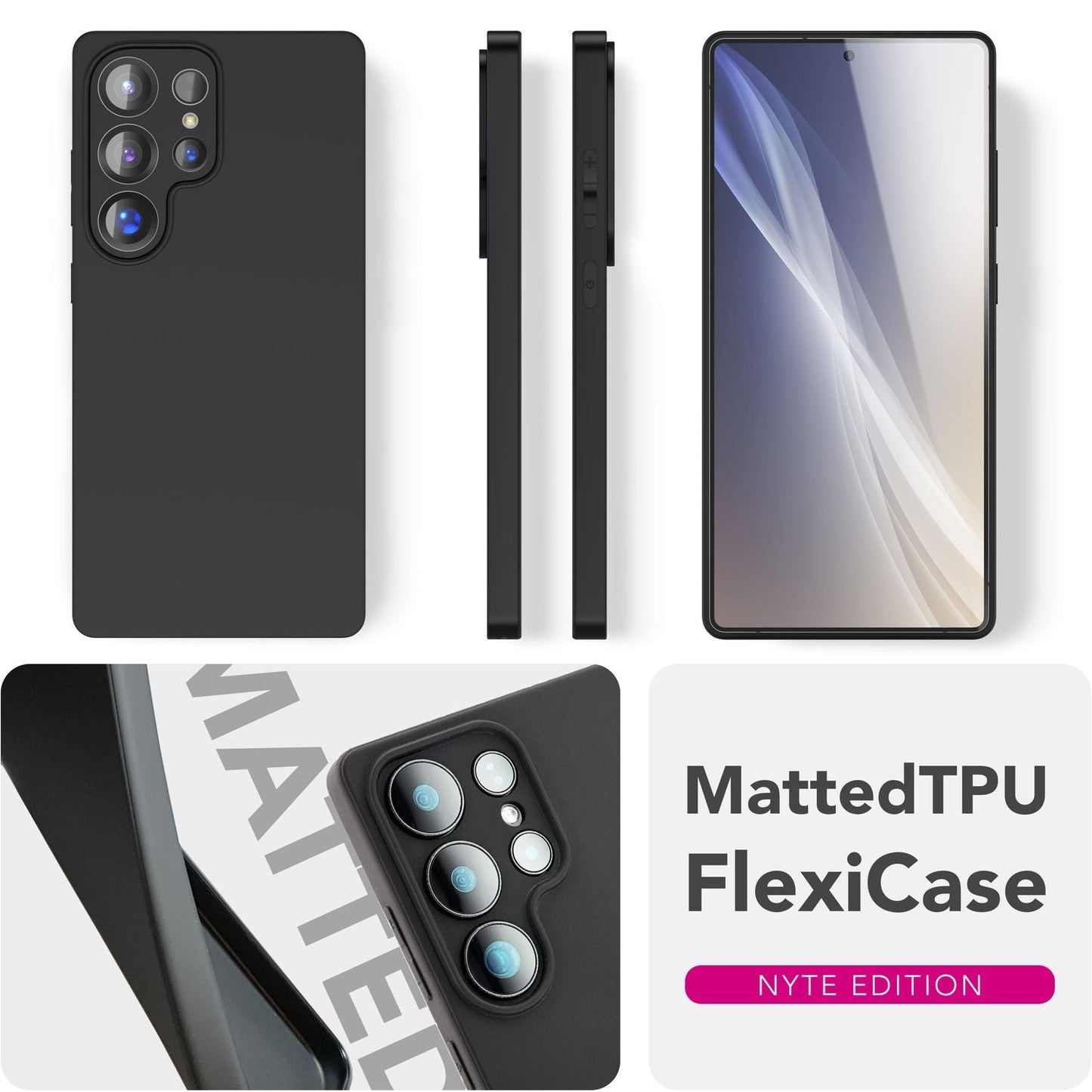 NALIA Strider Case for Samsung Galaxy S25 Ultra, Black Silicone Case, Slim Matte Phone Case with Raised Camera and Button Protection, Flexible Grippy Protective Case