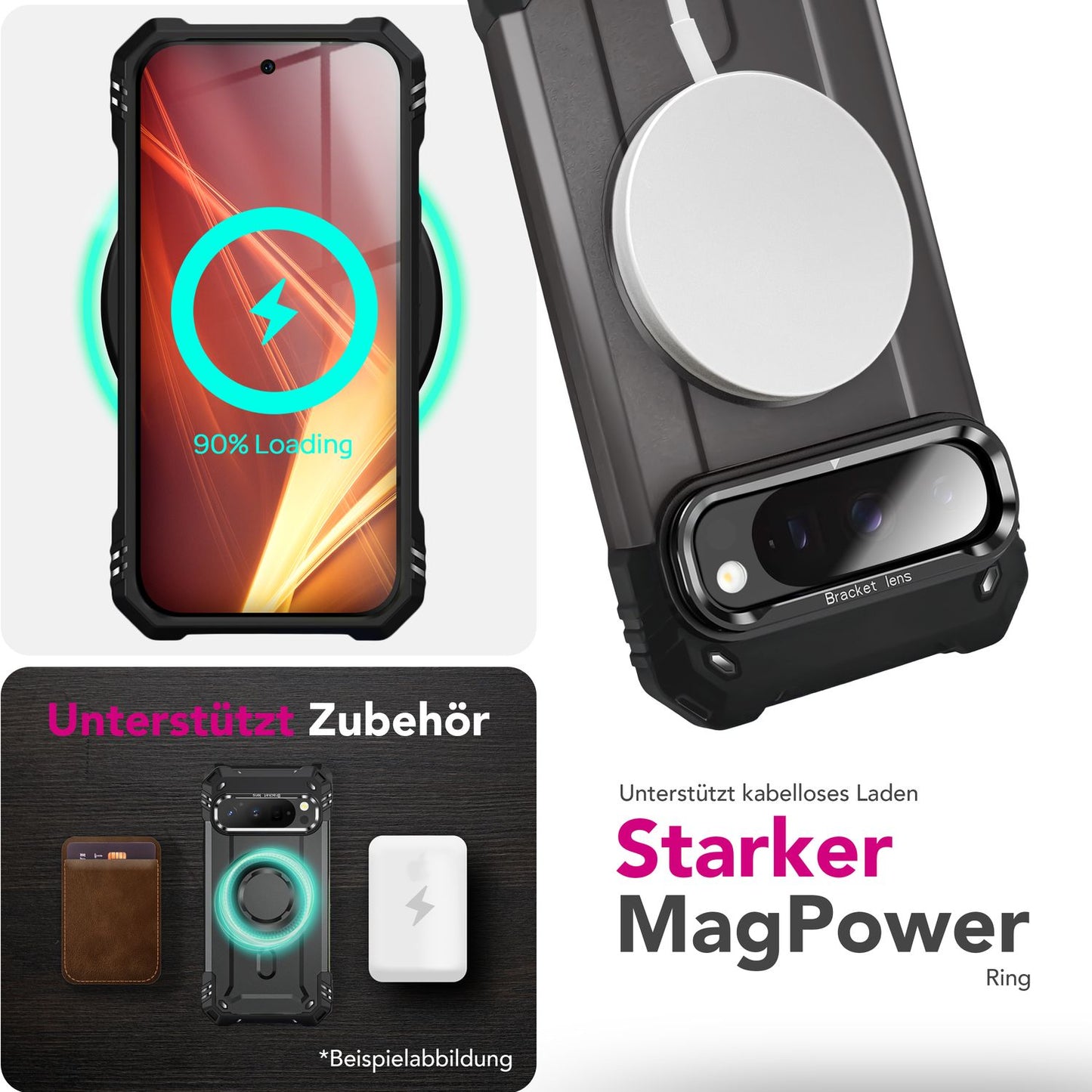 NALIA Granite Case for Google Pixel 9 Pro XL – Phone Case with MagSafe, Military Armor Case with Impact Protection Frame &amp; Kickstand, Shockproof Hard Cover in Tank Style