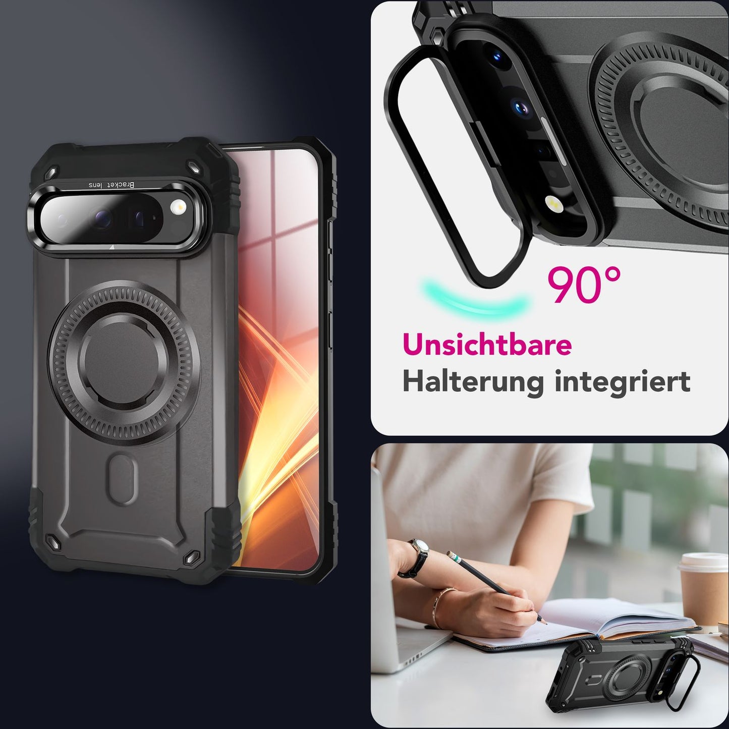 NALIA Granite Case for Google Pixel 9 Pro XL – Phone Case with MagSafe, Military Armor Case with Impact Protection Frame &amp; Kickstand, Shockproof Hard Cover in Tank Style